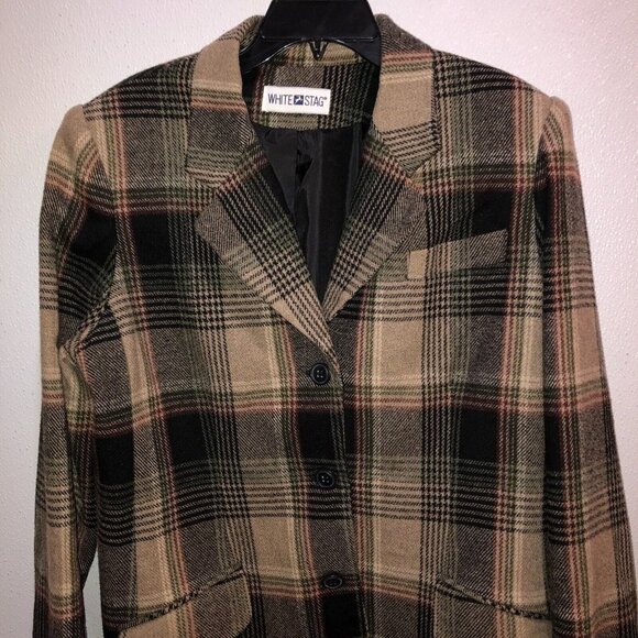 VTG White Stag Womens 1X  Brown Plaid 3 Button Front Blazer Jacket Academia - Picture 7 of 10
